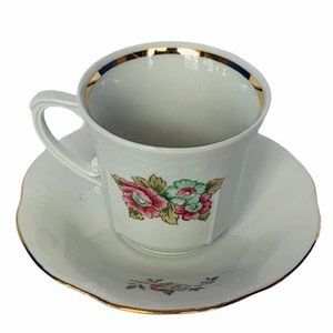 Chodziez Poland teacup antique tea cup saucer rose